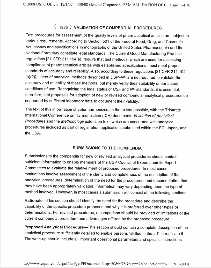 USP 1225 Validation Procedures