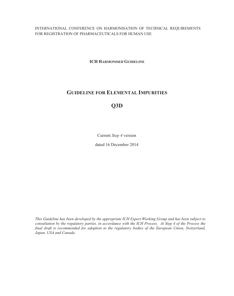 Guideline for Elemental Impurities - Q3D Step 4