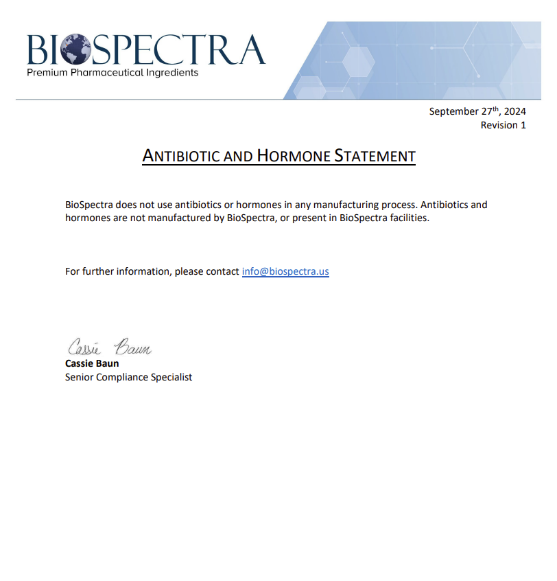 Antibiotic and Hormone Statement