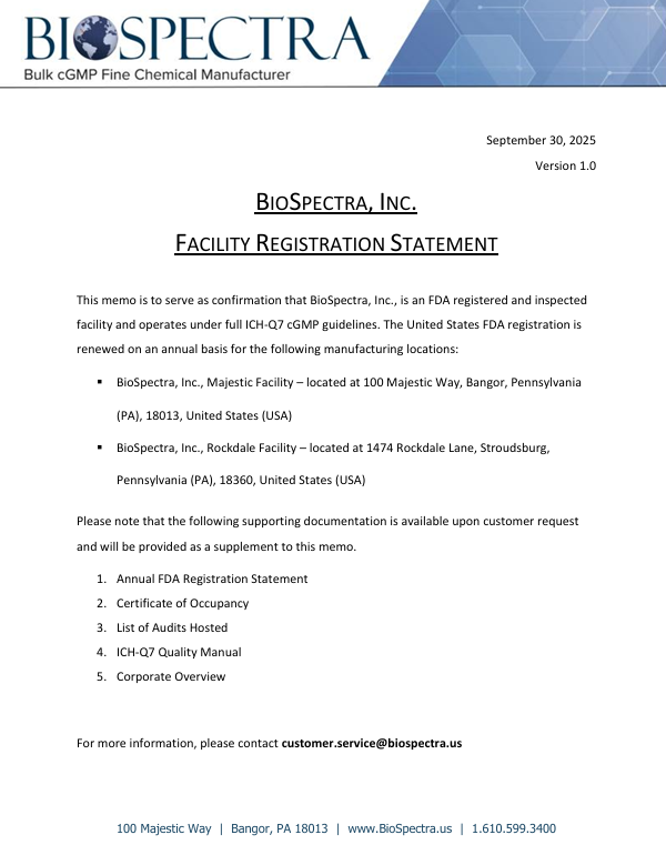 Facility Registration Memo